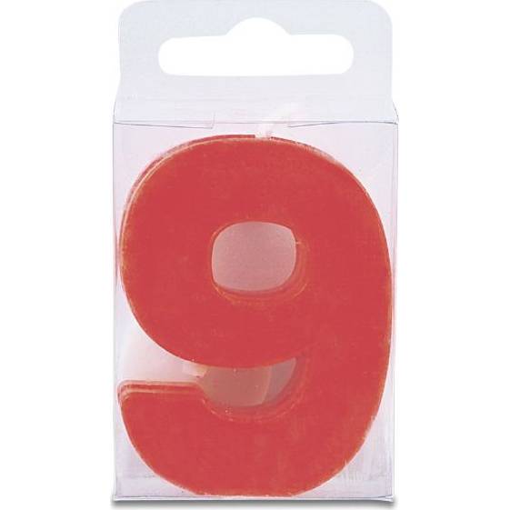 Sviečka v tvare číslice 9 – mini, červená