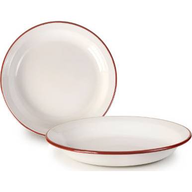 Smaltovaný tanier hlboký červeno-biely 24 cm