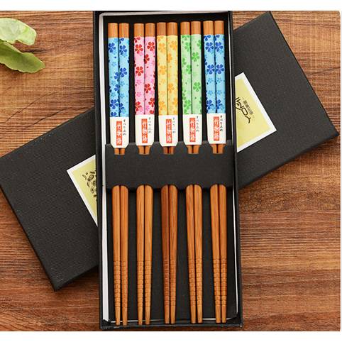 Čínské hůlky barevné 5 párů bambus