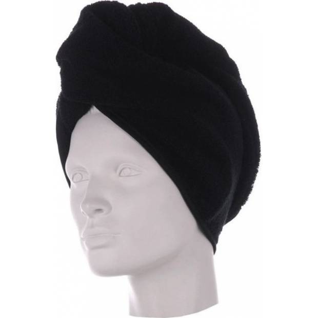 Bavlnený froté turban na mokré vlasy, čierny - Möve