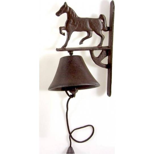 Hnedý liatinový zvon s motívom koňa, 23 cm - IntArt