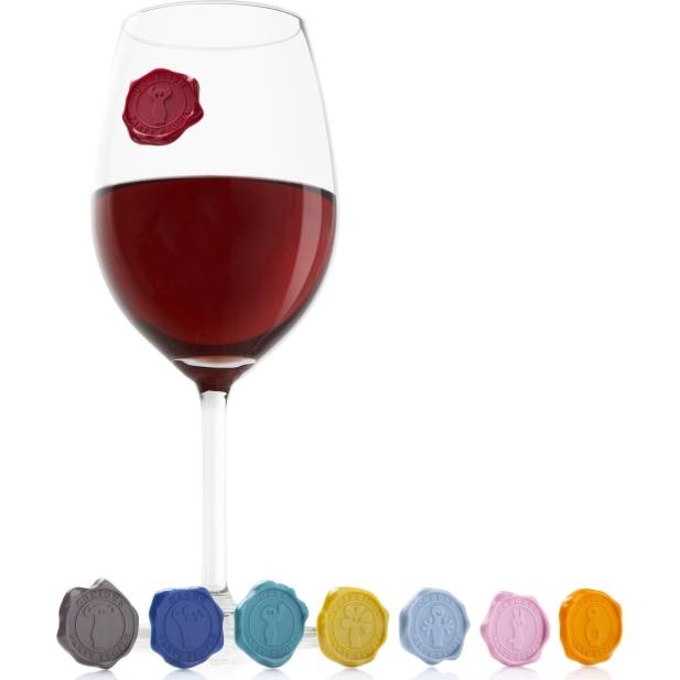 Farebné prísavky na poháre 8 ks, tesnenie - Vacu Vin