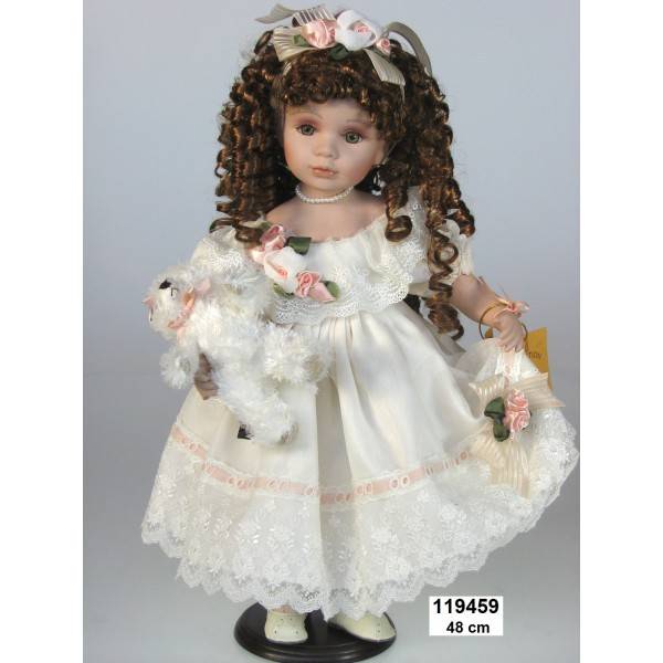 Porcelánová bábika - v svadobných šatách, 48 cm - IntArt