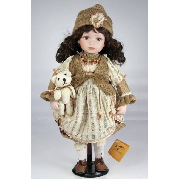Porcelánová bábika - svetlohnedé šaty, 45 cm - IntArt