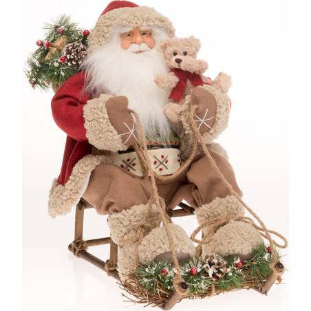 Santa Claus na saniach s medvedíkom 45x30x48cm - IntArt