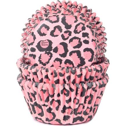 Košíky na muffiny ružový leopard 50x33 mm - House of Marie