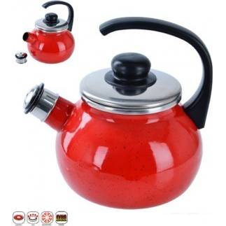 Smaltovaná kanvica s píšťalkou - červená 1,75l - Orion