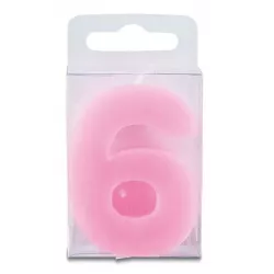 Sviečka tvaru číslice 6 - mini, ružová - Stadter