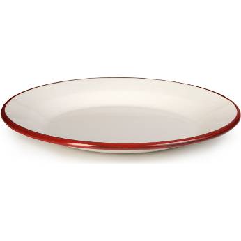 Smaltovaný tanier bielo-červený 28 cm