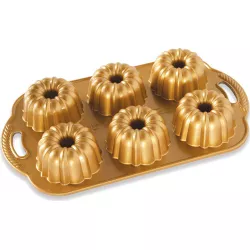 NW Minibábovky Anniversary plát se 6 formičkami zlatá 86277 - Nordic Ware