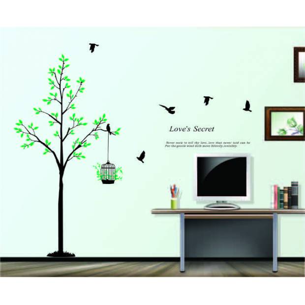 Nálepka na stenu vták na strome - nalepimeto