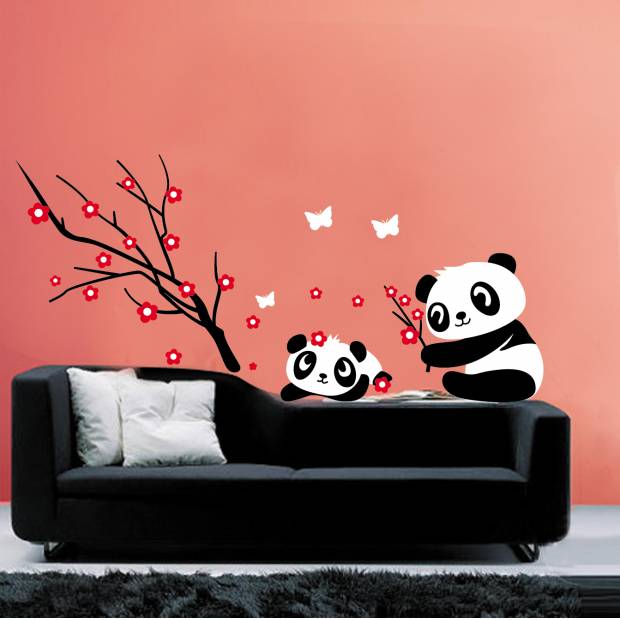 Nálepka na stenu Hrajúce pandy - nalepimeto