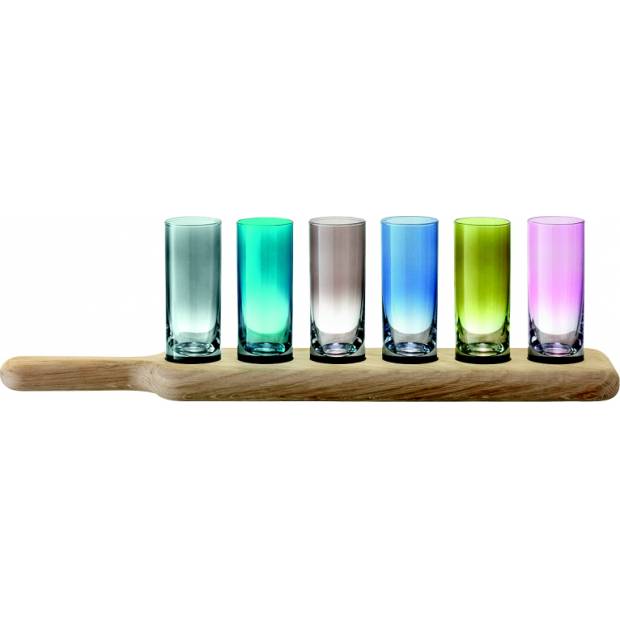 LSA Paddle dřevěný tác se skleničkami na destilát, různobarevné, 6 ks, Handmade G1049-03-666 LSA International