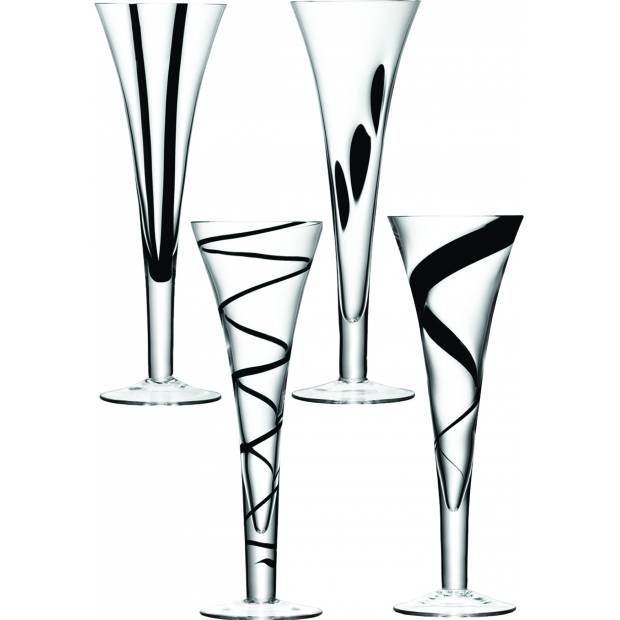 LSA JAZZ sklenice šampaňské, 250 ml, 4 ks, čirá/černá, Handmade G302-06-987 LSA International