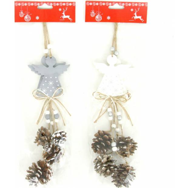 Andělíček, vánoční dřevěná dekorace na pověšení se šikami, 2 kusy v sáčku, cena za 1 sáček AC7141 Art