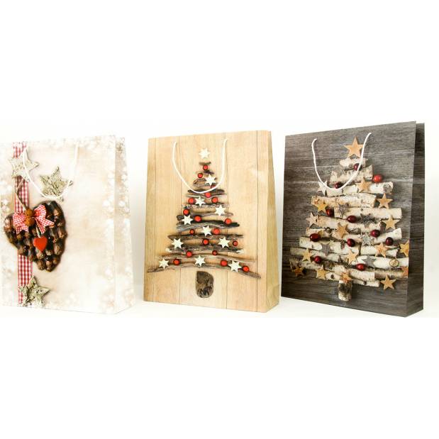 Taška dárková papírová  XL, vánoční motivy, mix tří dekorů AUT134-XL Art