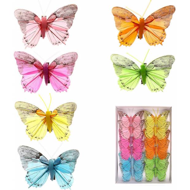 Motýl s klipem  sada 12 ks, mix 6 barev MO756871 Art