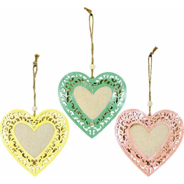 Srdce kovové, mix barev (růžová,žlutá,zelená) SHA742928 Art