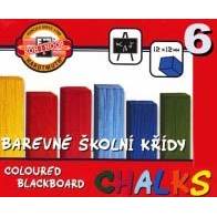 Farebné školské kriedy na tabuľu 6 ks - Nalepovací tabule