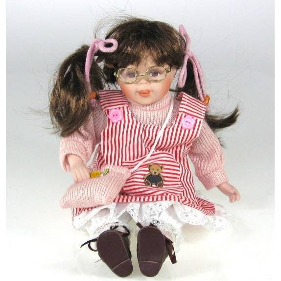 Sediaca porcelánová bábika v červenej farbe 30 cm - IntArt