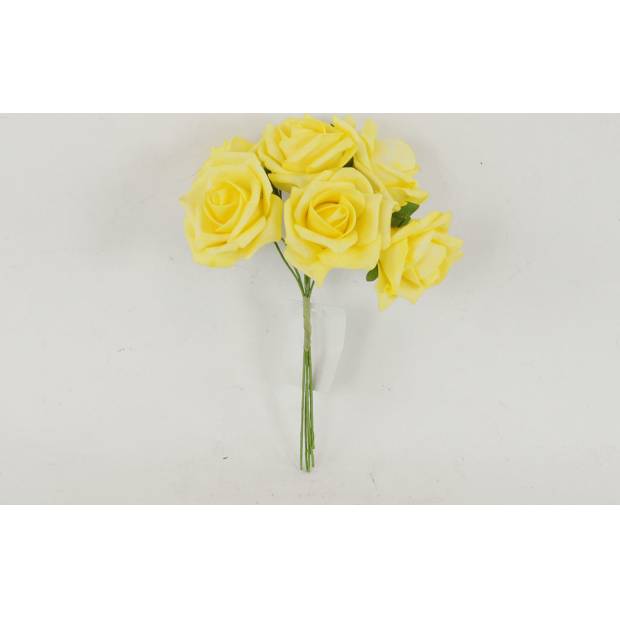 Růžičky, puget 6ks, barva žlutá.  Květina umělá pěnová. PRZ755515 Art
