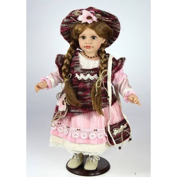 Stojaca vinylová bábika v ružových šatách 53 cm - IntArt