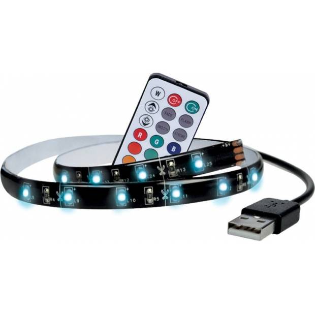 LED RGB pásek pro TV, 2x 50cm, USB, vypínač, dálkový ovladač WM504 Solight