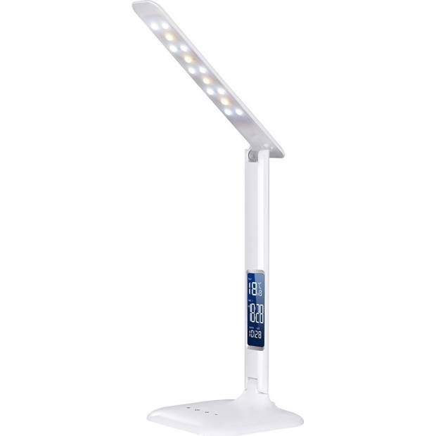LED stmívatelná stolní lampička s displejem, 6W, volba teploty světla, bílý lesk WO43 Solight