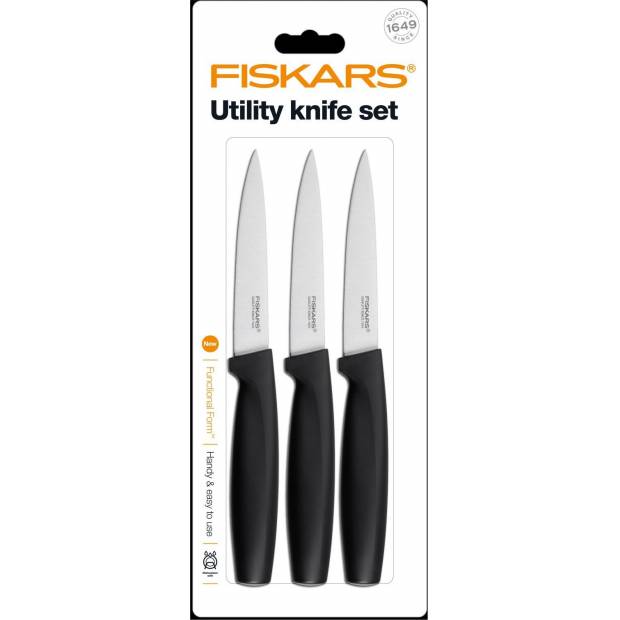 Set 3 univerzálních nožů, černé 1014276 Fiskars
