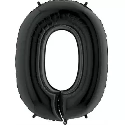 Nafukovací balónik číslo 0 čierny 102 cm extra veľký - Grabo