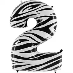 Nafukovací balónik číslo 2 zebra 102 cm extra veľký - Grabo