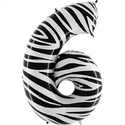 Nafukovací balónik číslo 6 zebra 102 cm extra veľký - Grabo