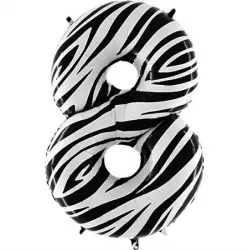 Nafukovací balónik číslo 8  zebra 102 cm extra veľký - Grabo