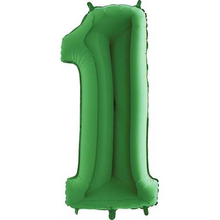 Nafukovací balónik číslo 1 zelený 102 cm extra veľký