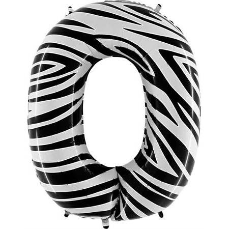 Nafukovací balónik číslo 0 zebra 102 cm extra veľký
