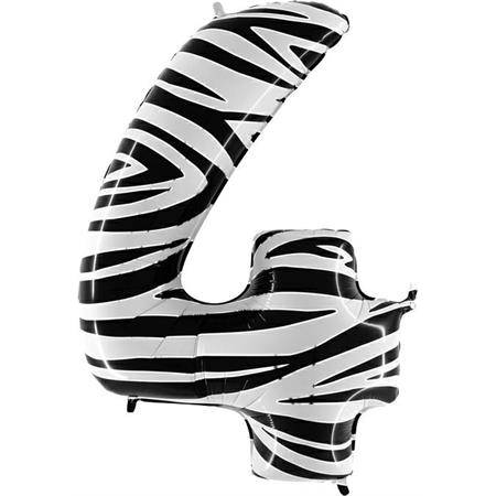 Nafukovací balónik číslo 4 zebra 102 cm extra veľký