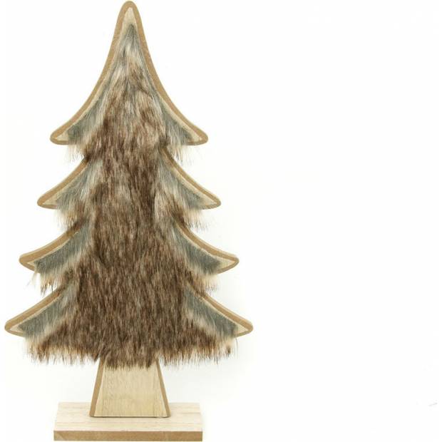 Stromeček s plyšem, vánoční dřevěná dekorace KLA458 Art