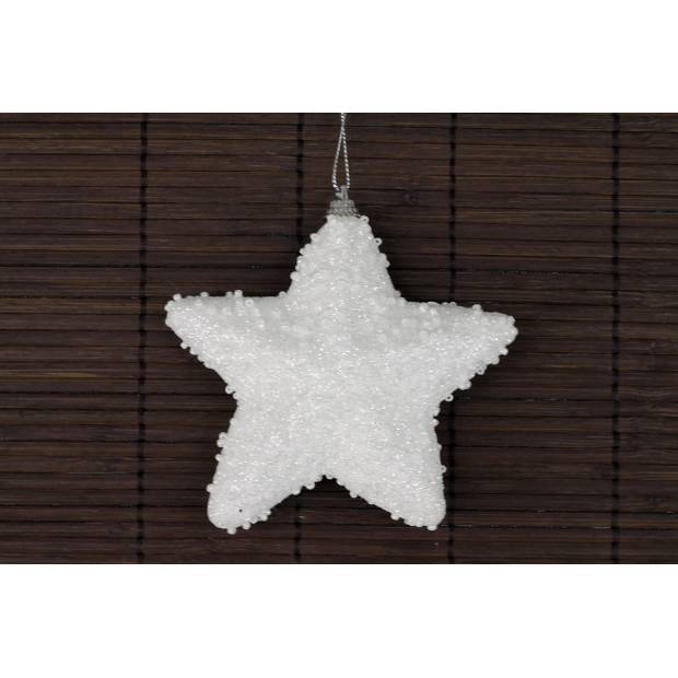 Dekorace vánoční závěsná bílá s glitry, hvězdička VCA112 Art