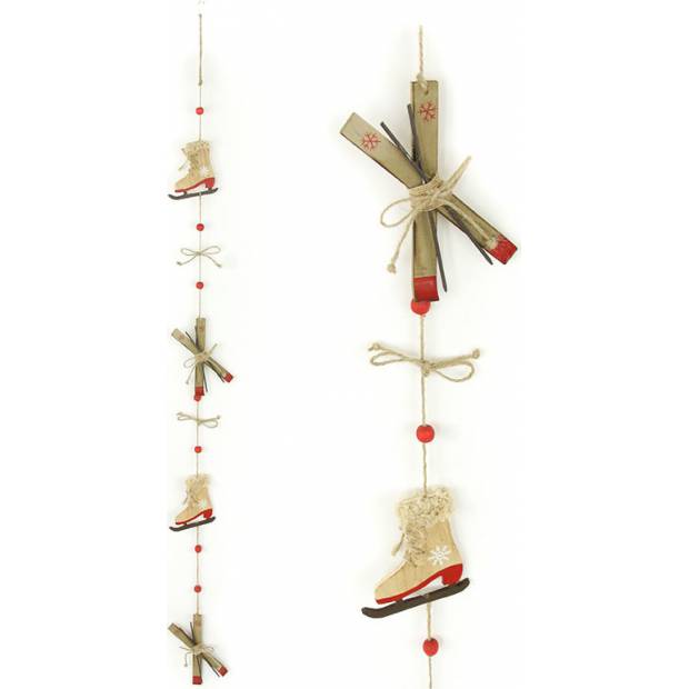 Girlanda, vánoční dekorace s dřevěnými bruslemi a lyžemi ZA8628 Art