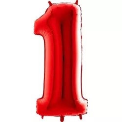 Nafukovací balónik číslo 1 červený 102 cm extra veľký - Grabo