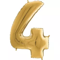 Lievikovaný balónik číslo 4 zlatý 66 cm - Grabo