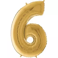 Lievitujúci balón čí numero 6 zlatý 66cm - Grabo
