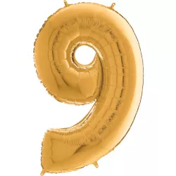 Lievitujúci balón čí numero 9 zlatý 66cm - Grabo