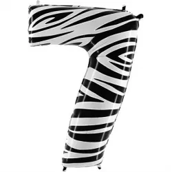 Nafukovací balónik číslo 7 zebra 102 cm extra veľký - Grabo