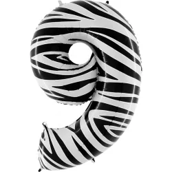 Nafukovací balónik číslo 9  zebra 102cm extra veľký - Grabo