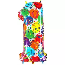 Nafukovací balónek číslo 1 farebné balóniky 102 cm extra veľký - Grabo