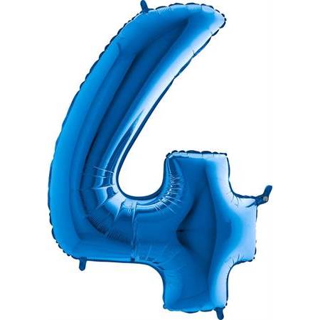 Nafukovací balónik číslo 4 modrý 102 cm extra veľký
