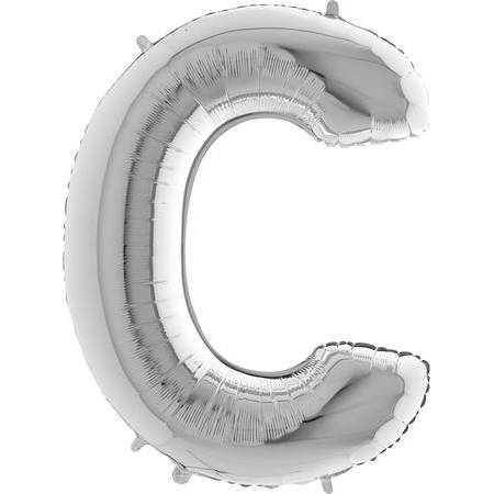 Nafukovací balónik písmeno C strieborné 102 cm