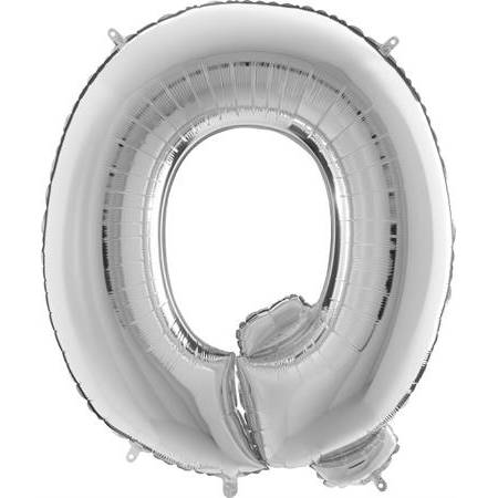 Nafukovací balónik písmeno Q strieborné 102 cm