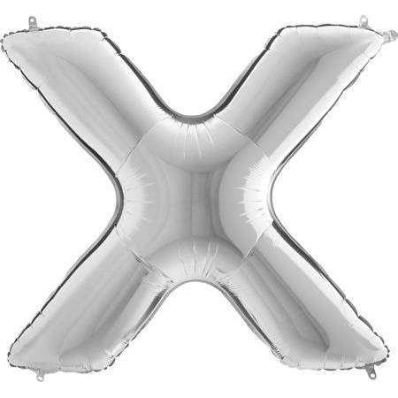 Nafukovací balónik písmeno X strieborné 102 cm